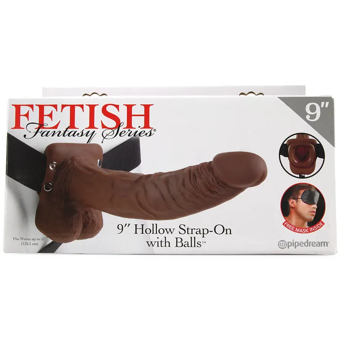 Female Sex Toys Pipedream Fetish Fantasy 9 Inch Hollow StrapOn with Balls in Chocola Female Sex Toys Pipedream Fetish Fantasy 9 Inch Hollow StrapOn with Balls in Chocola