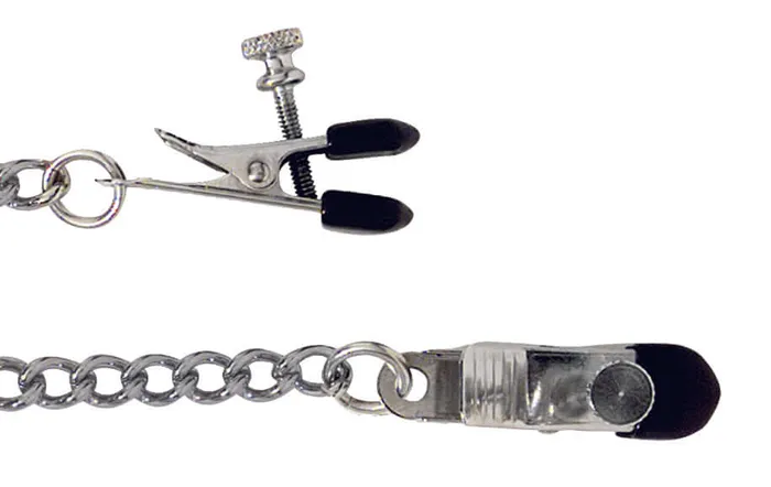 Spartacus Female Sex Toys Spartacus Adjustable Broad Tip Nipple Clamps with Link Chain
